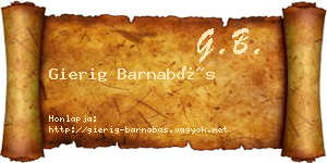 Gierig Barnabás névjegykártya